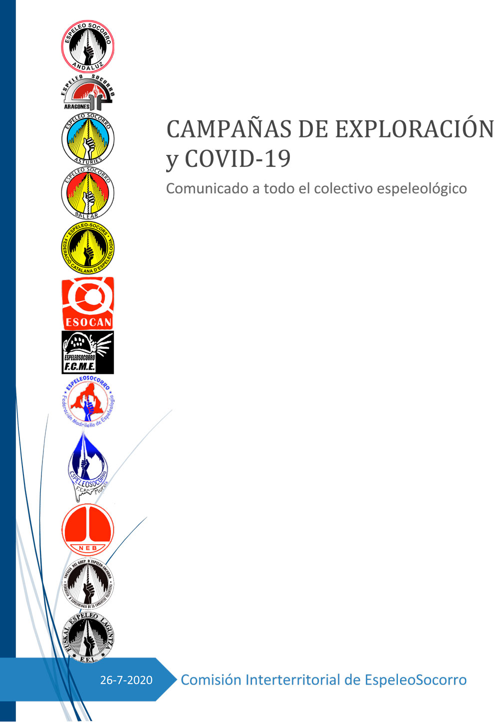 Comunicado Comisi&oacute;n Interterritorial de EspeleoSocorro (Campa&ntilde;as de Exploraci&oacute;n y Covid-19)